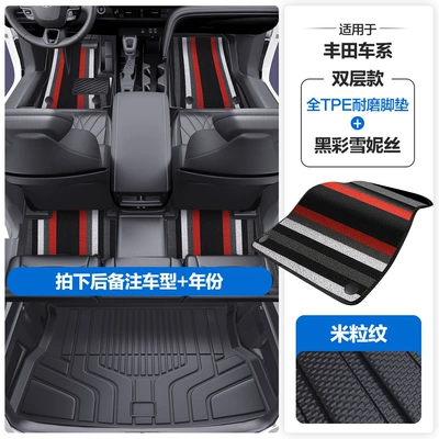Full Coverage of the Door Modelə uyğun ayaqaltı - please-leave-a-message-or-note-the-model-year-when-placing-an-order-rice-grain-pattern-tpe-door-sill-mat-black-color-snowiness-tpe-trunk-mat