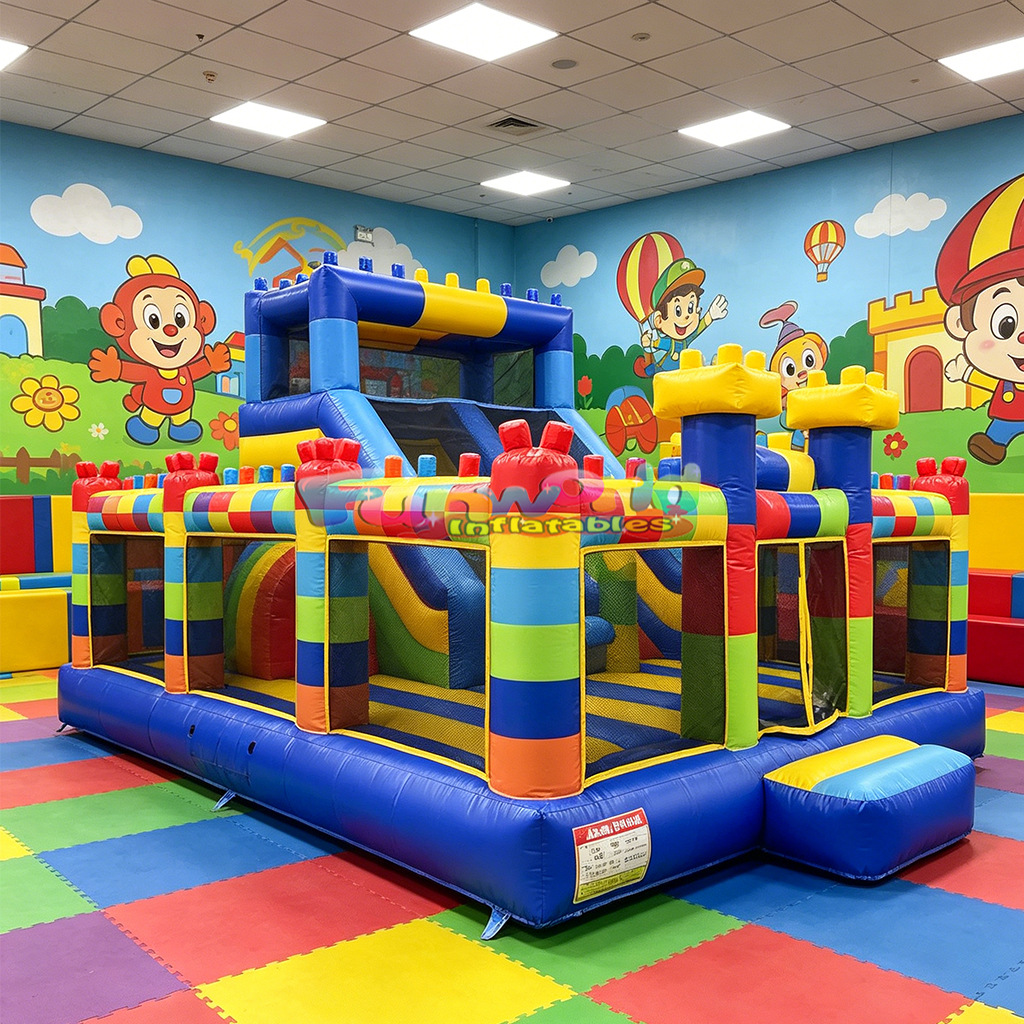 Nuevo castillo inflable al aire libre gran plaza cabina infláble slide centro comercial comercio exterior niños cama de salto