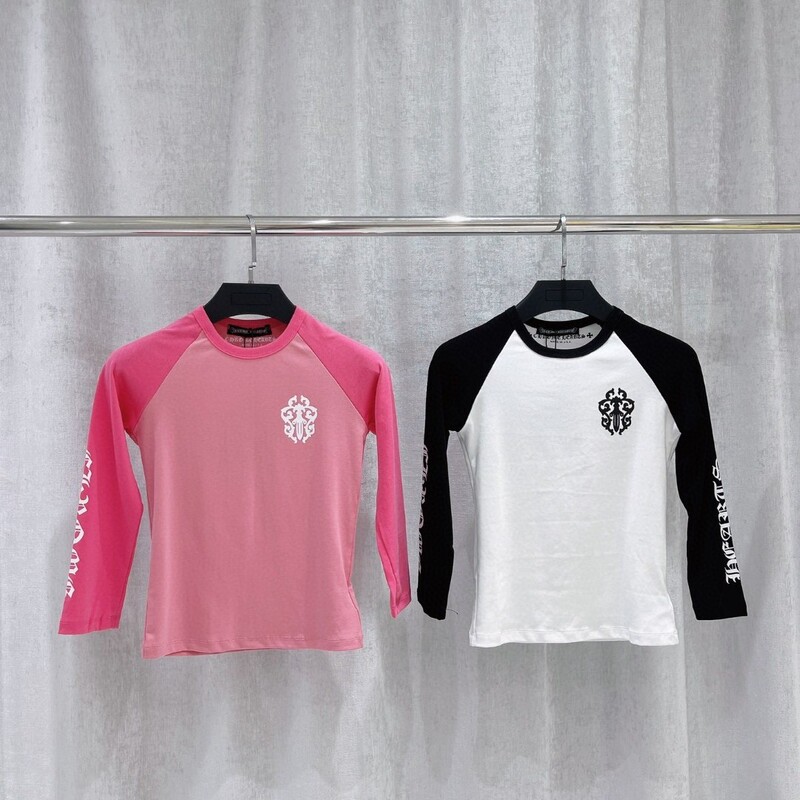 2023 Autumn and Winter Women's New Fashion Trendy Brand Sword Head Sanskrit Letter Print Splicing Long-Sleeved T-Shirt Top