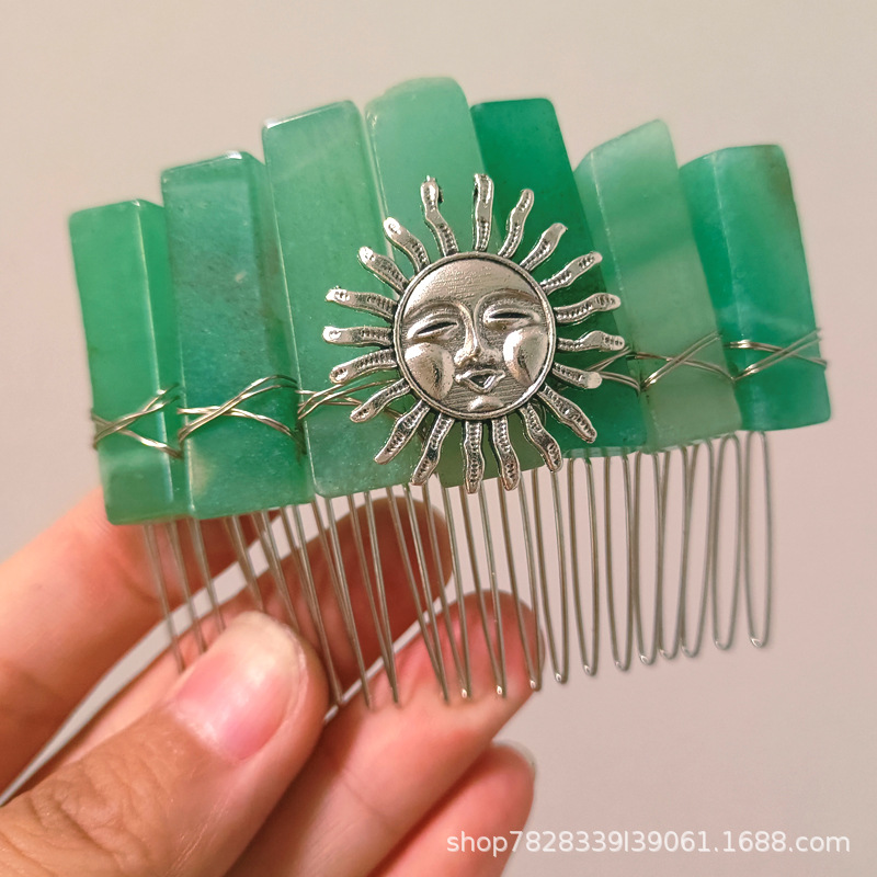 녹색 동글 실버 라인 실버 머리 빗 실버 스마일