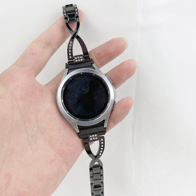 For Samsung Chain Diamond Strap galaxy watch4 Generation active2 Metal Diamond Strap 42/46