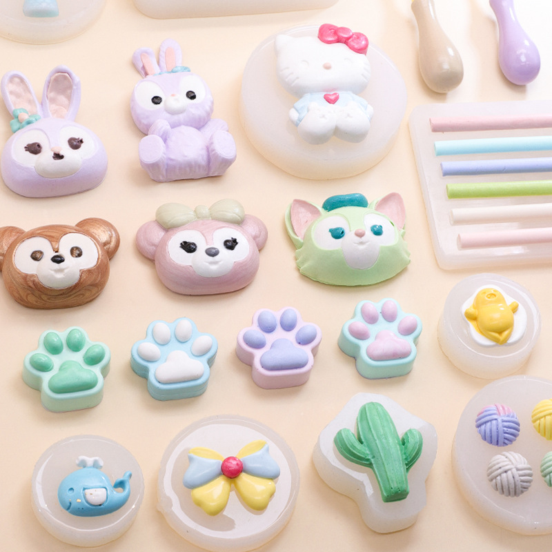 Color europeo fuego pintura sello estrella de silicona Delu amarillo pato lindo molde DIY Goka oso violento Goka alta resistencia a la temperatura