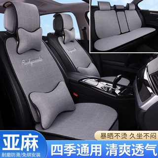 新款亚麻汽车坐垫四季通用冬季棉麻保暖防寒透气防滑网红座椅垫套