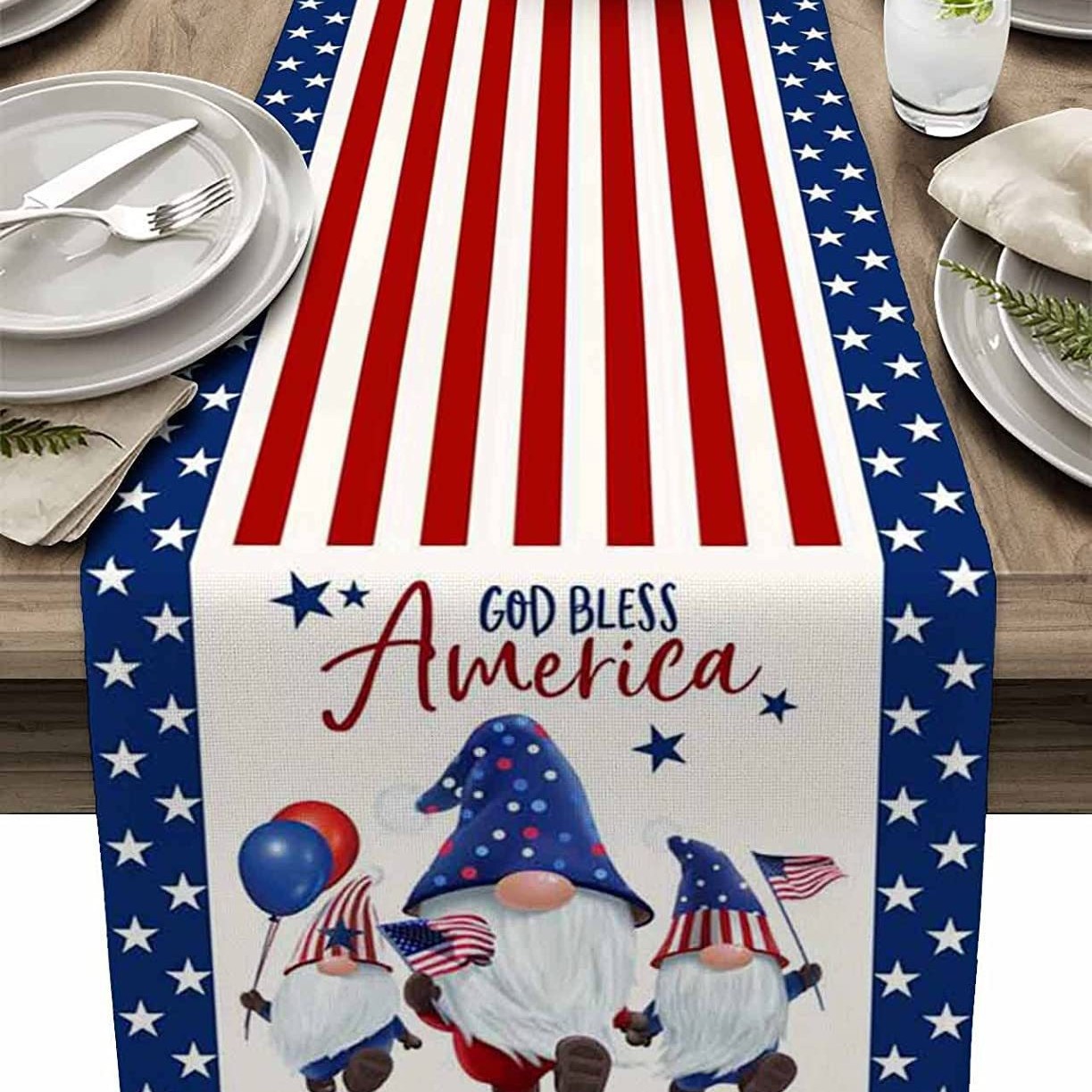 Transfronterizo 2024 Amazon nuevo día independiente pentáculo lino tabla bandera tabla de comedor tabla de té tabla de bandera