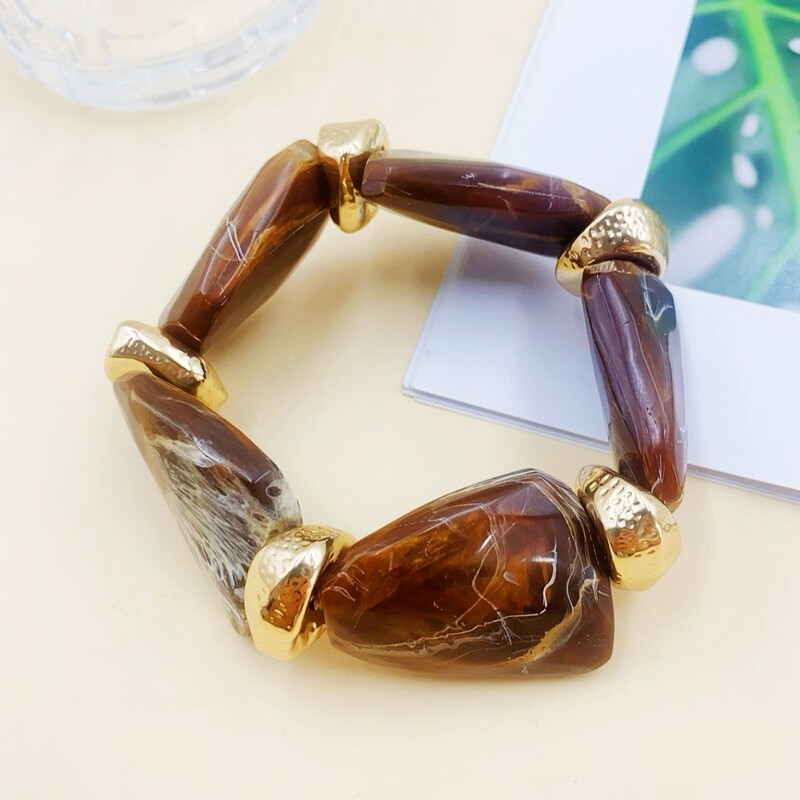 Cross-Border Popular Versatile Elastic Bracelet Pearlescent Mixed Acrylic Elbow Bracelet Bracelet Design Bracelet