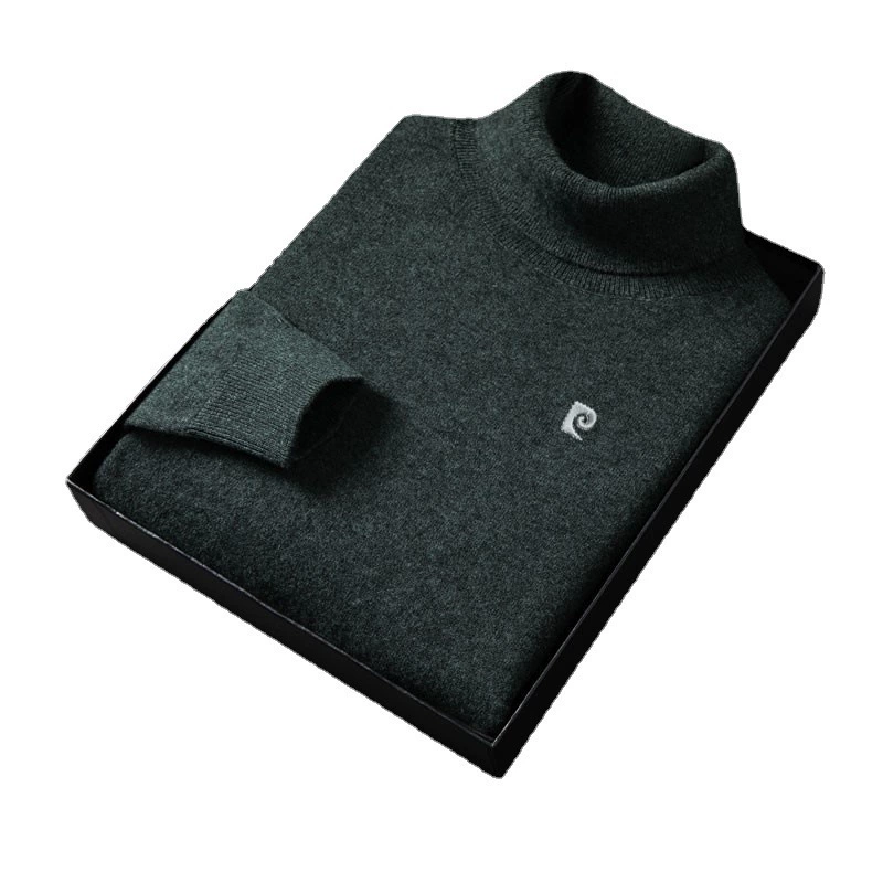 2022 весна новый теплый свитер с длинным рукавом и вышивкой мужской повседневный деловой модный кашемировый свитер с высоким воротом