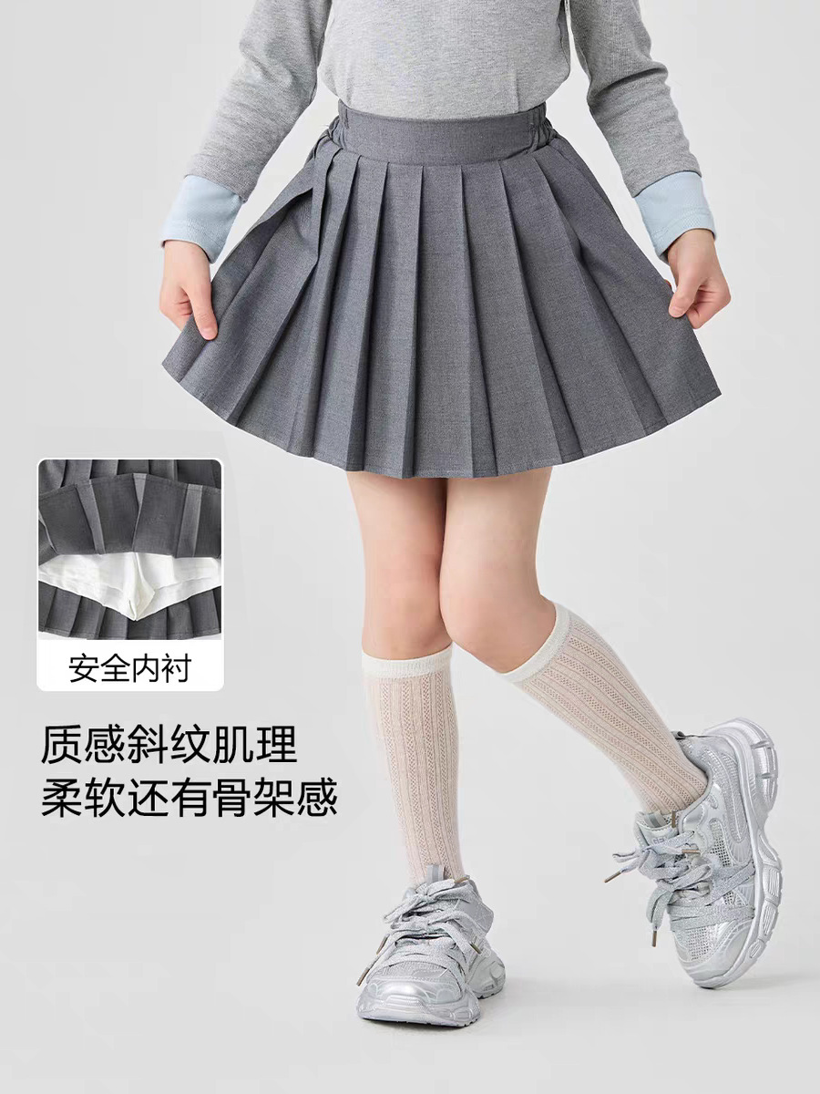 Falda plisada para niñas, primavera y otoño 2026, estilo académico infantil, falda corta, falda gris para niñas pequeñas, media falda para niñas pequeñas