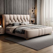 新款豪华轻奢风皮床双人1.8x2米家用真皮艺床1.5米床卧室储物婚床