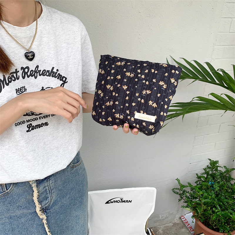 36251 Vintage floral canvas cosmetic bag, large-capacity handbag, women's single-shoulder crossbody bag, tote bag, underarm bag undefined