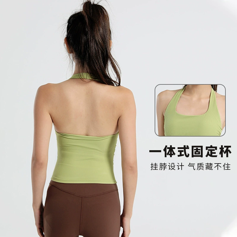 Yoga clothing, elastic top with cups, travel sports vest, for running