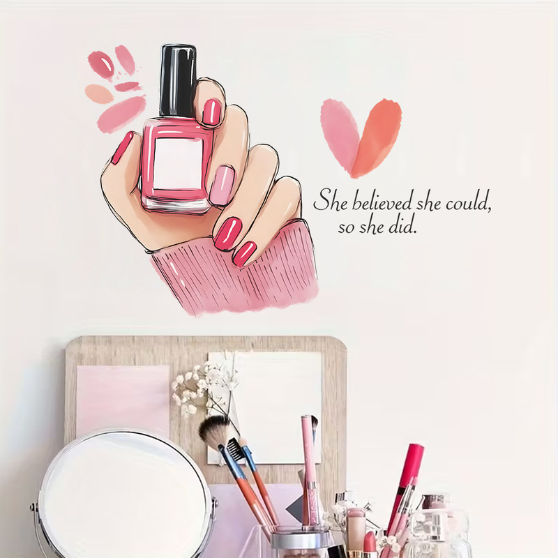 Fun-F1060 Personalized Nail Polish-Themed Bedroom and Dressing Room Decoration Wall Stickers, Self-Adhesive and Removable Fun-F1060 Personalized Nail Polish-Themed Bedroom and Dressing Room Decoration Wall Stickers, Self-Adhesive and Removable