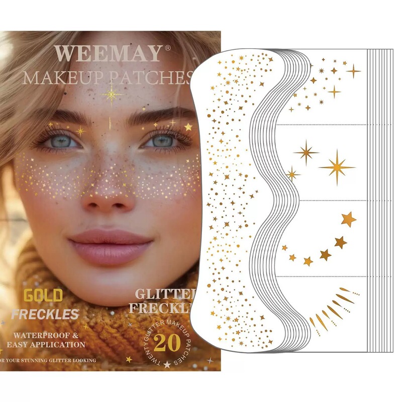 Popular gold foil poker tattoo stickers, European and American waterproof laser glitter party stage performance freckle makeup face stickers Popular gold foil poker tattoo stickers, European and American waterproof laser glitter party stage performance freckle makeup face stickers
