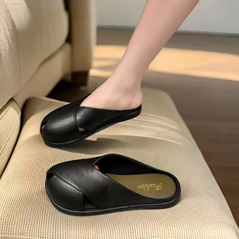 Half‑sling flat slides, soft‑sole spring/summer slip‑ons, sizes 36–41, lightweight