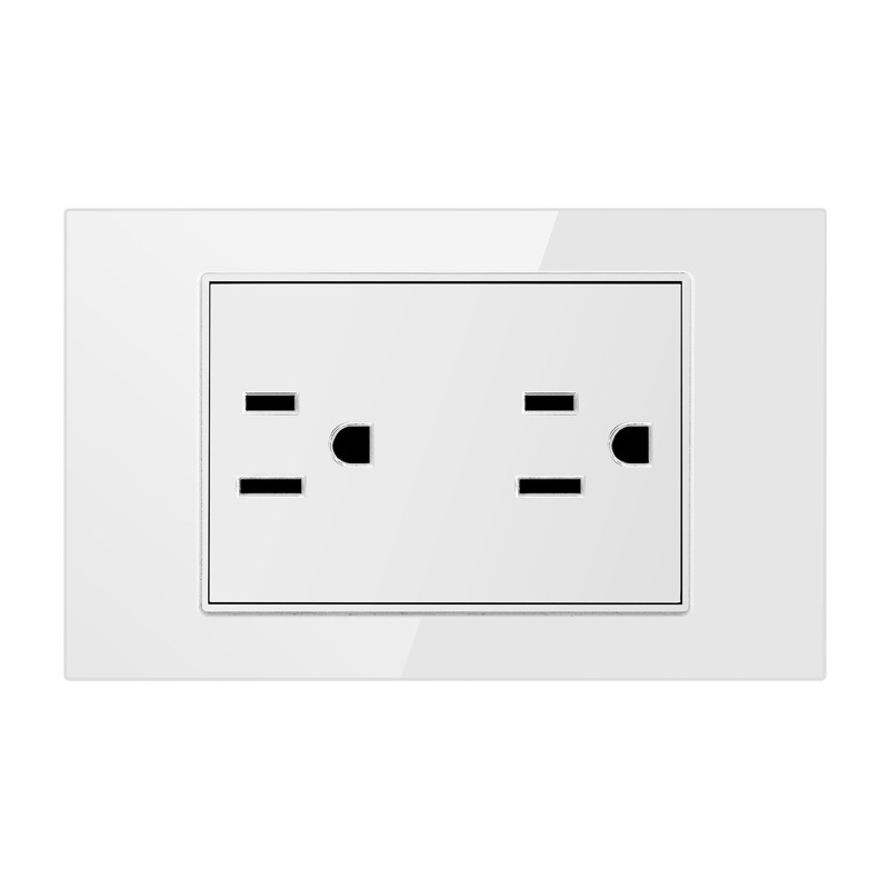 Taiwán 110V estándar americano USB blanco vidrio templado interruptor socket 118 Tipo de pared panel fábrica al por mayor