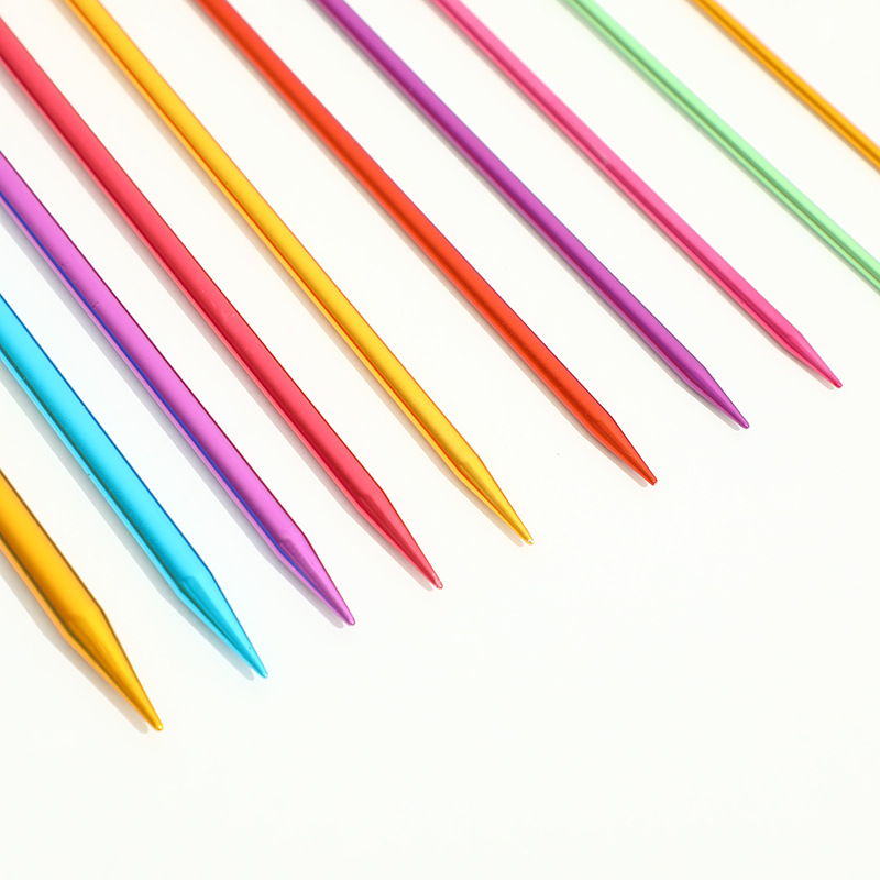 Colored aluminum oxide sweater needle diy knitting tool single head stick needle sweater needle scarf needle single head 35cm set