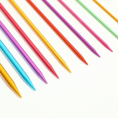 Colored aluminum oxide sweater needle diy knitting tool single head stick needle sweater needle scarf needle single head 35cm set