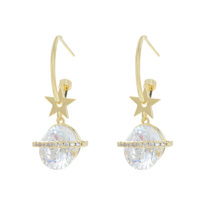 2023 nuevos pendientes planetarios altos para mujeres S925 pendientes de aguja de plata estrellas sensación de alta calidad exquisita ligera joyas de auriculares de lujo moda