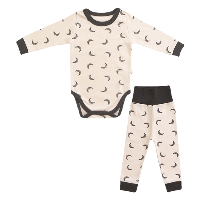 Bebé otoño bebé traje de algodón primavera y otoño ropa de bebé ropa de los niños cintura alta protección del vientre Pijamas bebé mameluco hogar