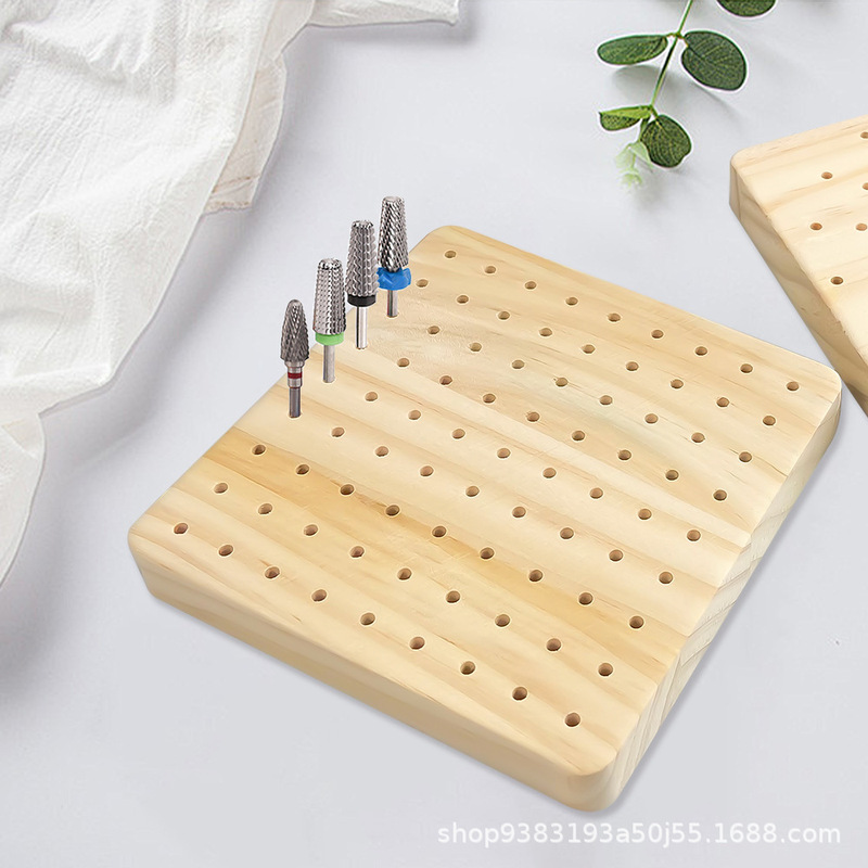Solid Wood Nail Drill Bit Storage Board, Sanding Head Storage Rack, Desktop Organizer, Studio Tool Set, Portable Storage