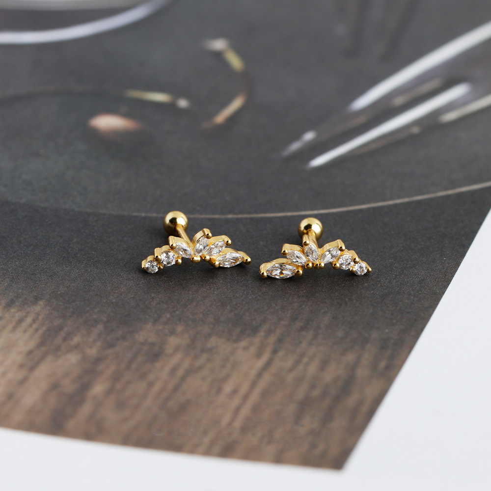 Fashion Geometric Sterling Silver Inlay Artificial Diamond Ear Studs 1 Pair