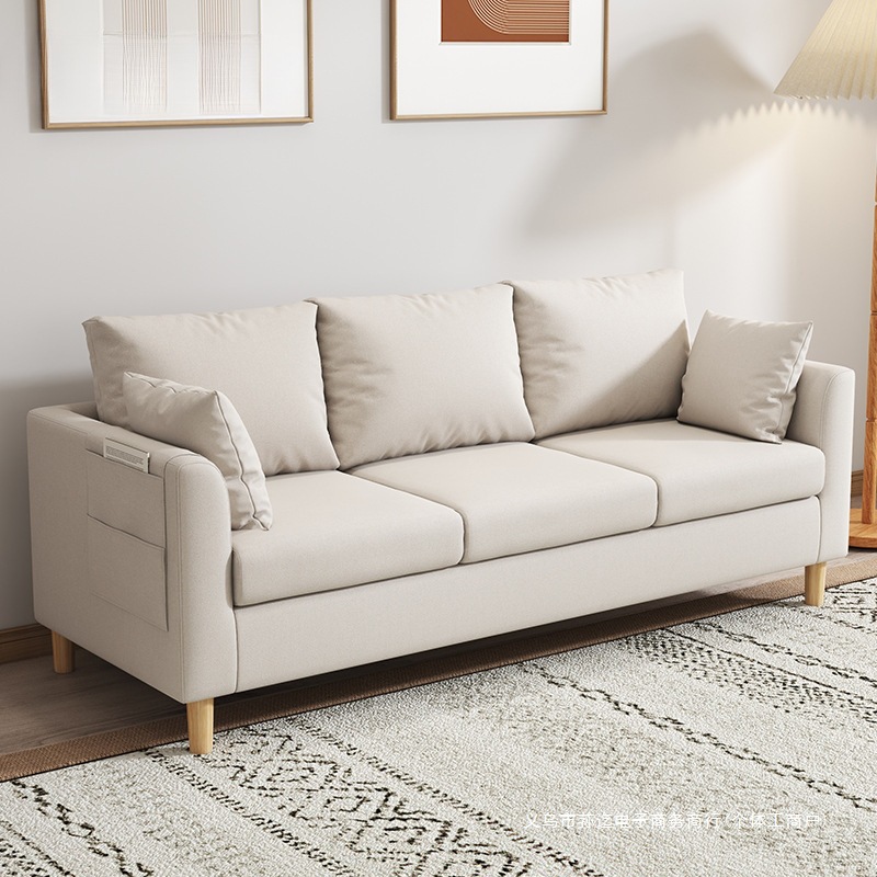 Nordic Sofa Small Apartment Simple Modern Double Rental Room Bedroom Living Room Internet Celebrity Fabric Simple Double Sofa