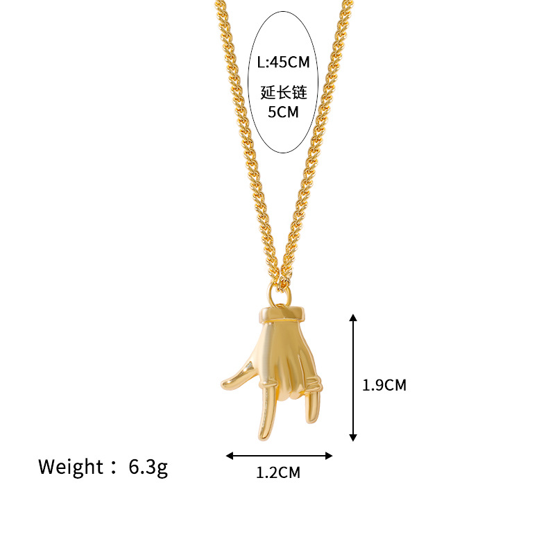 Zircon Inlay Material Pendant Necklace Classification Wholesale Jewelry Vintage Style Classic Style Love Hand Gesture 304 Stainless Steel Zircon Pendant Necklace O-shaped Chain