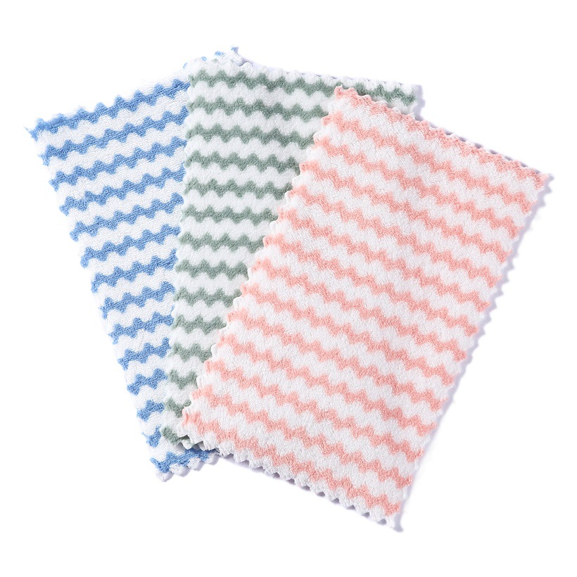 Coral fleece water ripple kitchen household dishcloth dish towel clean lint-free oil-free scouring pad factory wholesale