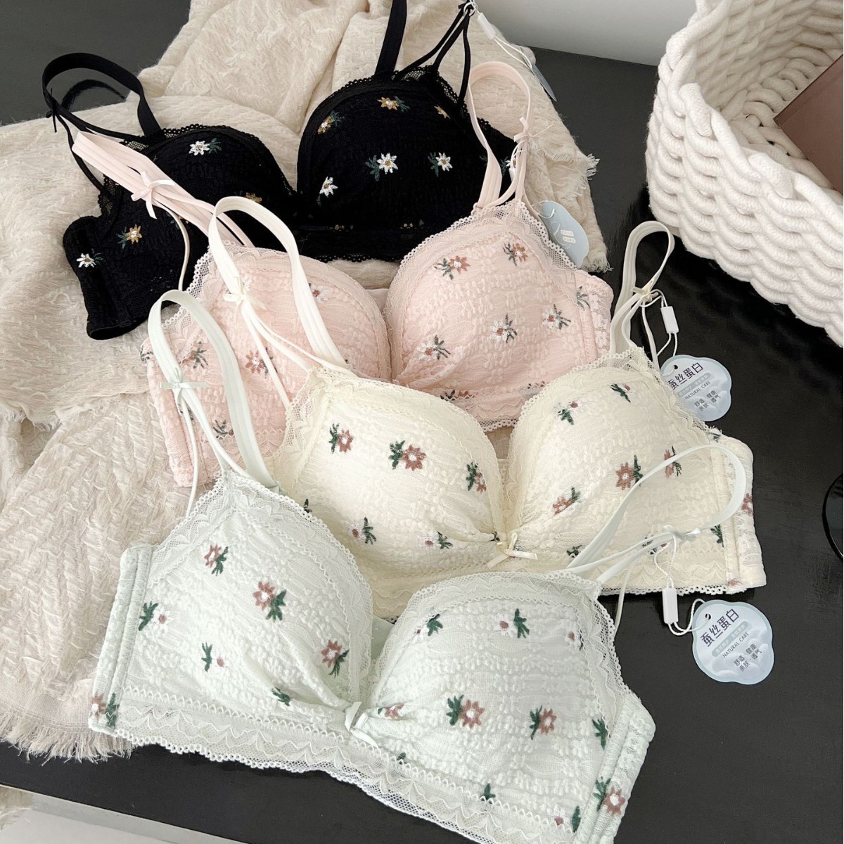 Venta directa de fábrica comercio electrónico transfronterizo Sudeste de Asia Vietnam Tailandia damas francés pecho pequeño superior delgado inferior grueso sujetador