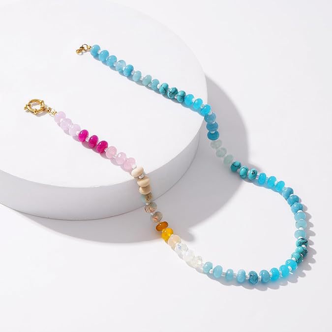 15g Weight Lobster Trigger Clasp Closure Clasp Closure Type Necklace Classification Beaded Chain Chain Type 1 Piece Quantity Daily, Street Occasion natural stone Material Geometric Pattern Women's Gender Simple Style Style Simple Style Geometric Natural Stone Beaded Chain Necklace 17