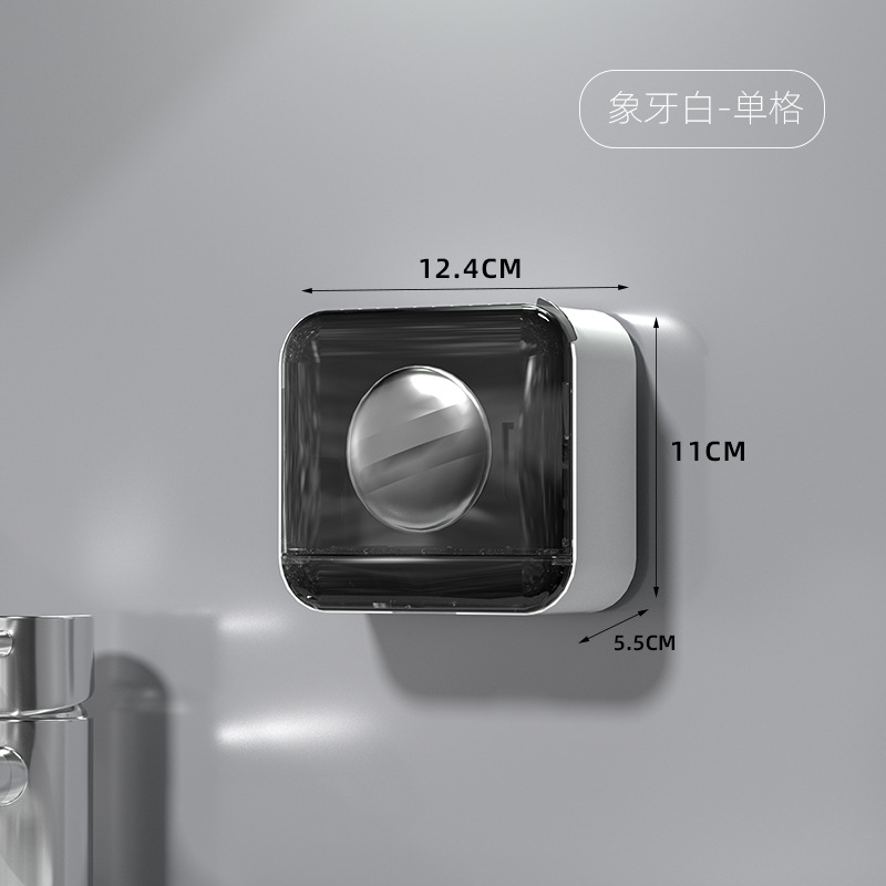 Caja de jabón de lujo ligero estante de almacenamiento de alta gama para el hogar caja de jabón de baño con tapa sin perforar drenaje montado en la pared