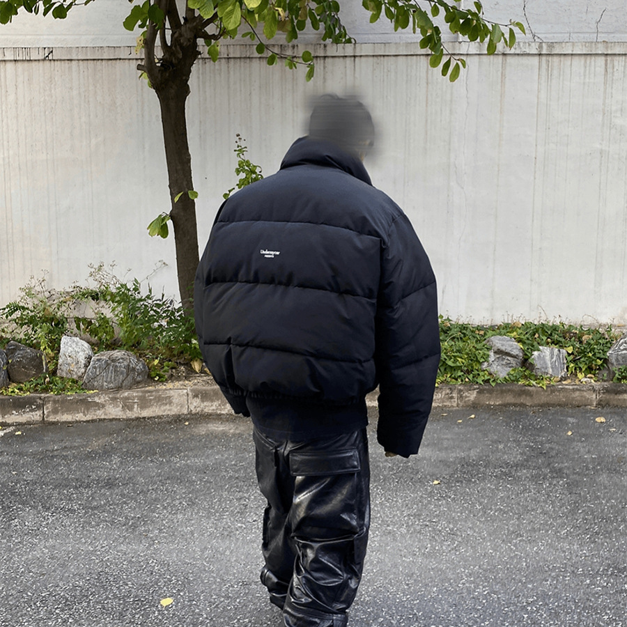 Gao Street Undermycar pequeña etiqueta bordada de collar cremallera chaqueta de algodón para hombres y mujeres suelta multifacé ropa de pan gruesa