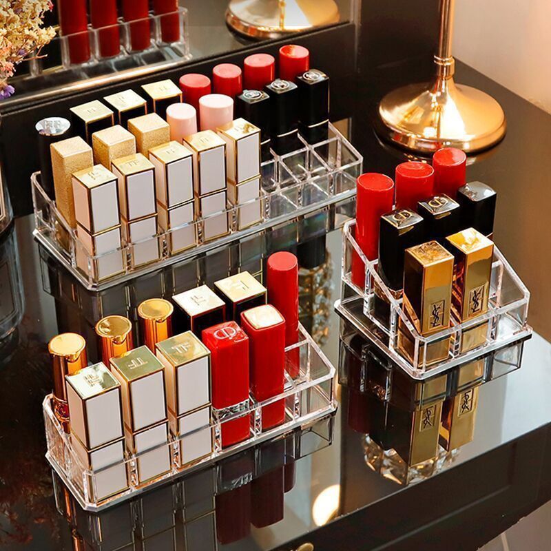 Cosmetics Lipstick Storage Box Dust-Proof Desktop Lipstick Box with Lid Acrylic Lip Glaze Lipstick Storage Rack