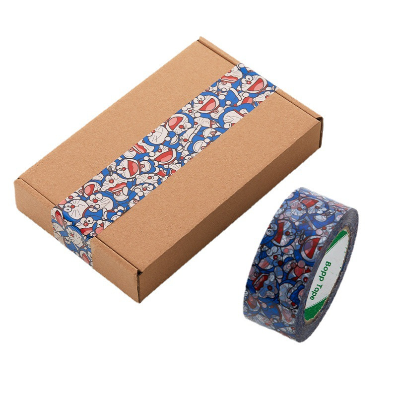 Cinta de sellado de dibujos animados embalaje expreso papel adhesivo sellado cinta de embalaje logotipo fijo alto adhesivo color caja completa al por mayor