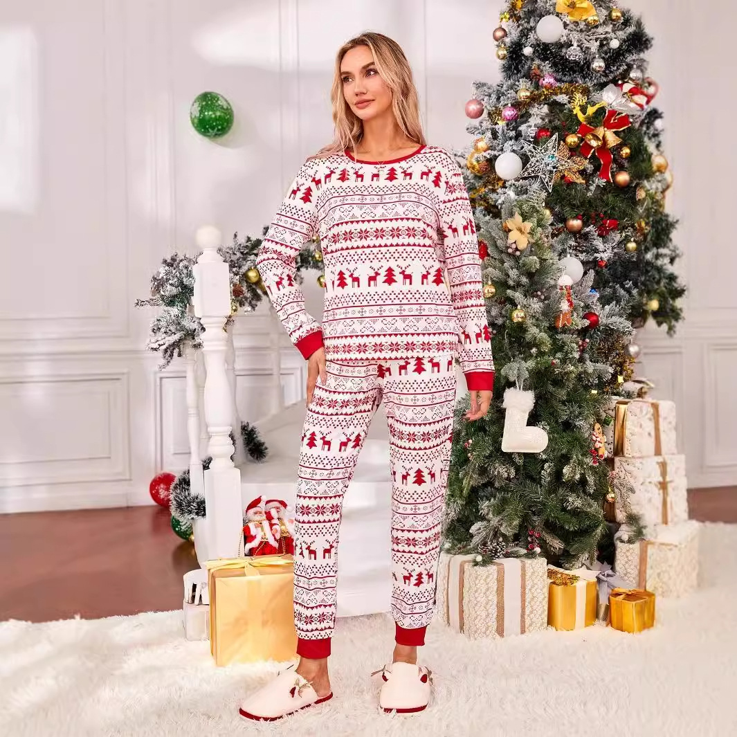 Ropa de mujer Conjunto navideño para padres e hijos Conjunto familiar Conjunto navideño Pijama navideño de algodón para padres e hijos_voghion.com