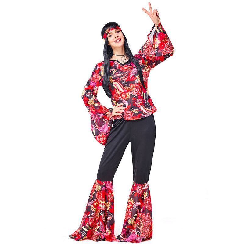Hippie Clothing European and American Retro 60S Party Outfit Hippie Red and Black Country Singer Outfit Hippie Clothing European and American Retro 60S Party Outfit Hippie Red and Black Country Singer Outfit