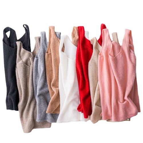 Excellent Class A V-neck Hollow Cashmere Camisole Women's New Bottoming Shirt Wool Vest Solid Color Inner Wholesale