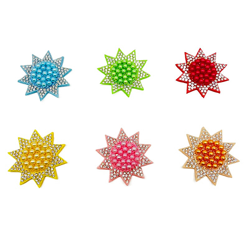 太阳花仿珍珠水钻烫钻烫图补丁贴衣服图案无纺布鞋花服装辅料跨境