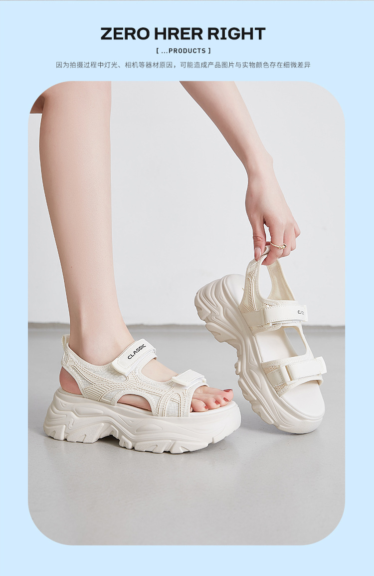 Dép sandal thể thao nữ đế dày quai chữ V dán — G750 màu đen chi tiết 13