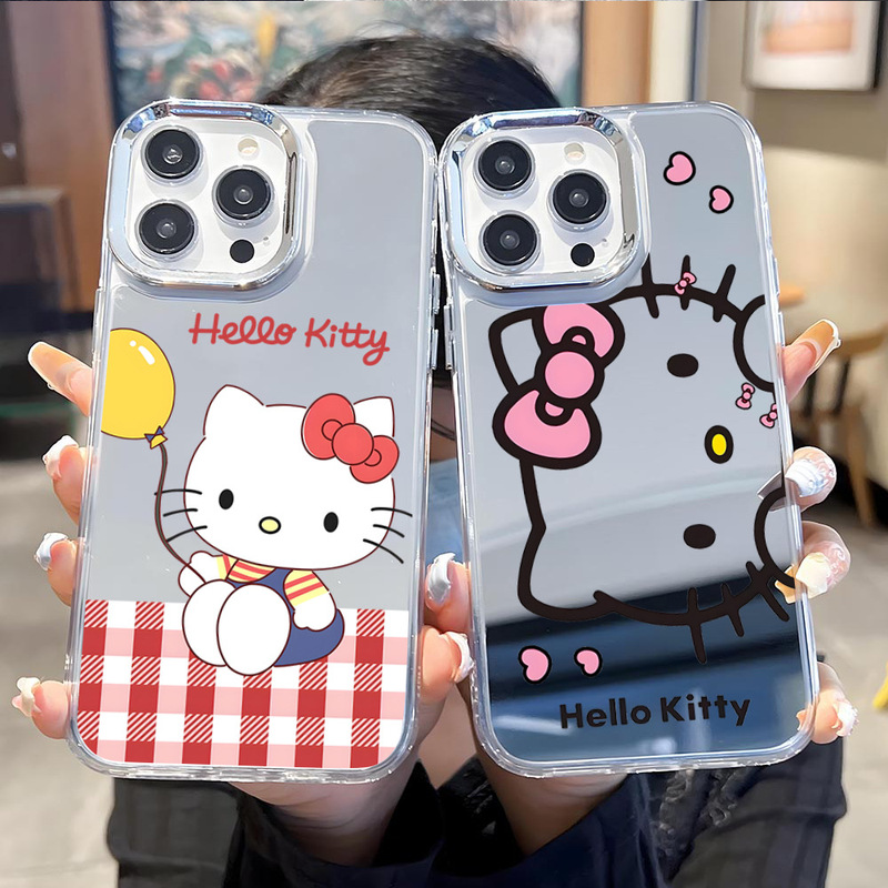 Soft and Cute Girly Mirror Hello Kitty Summer Phone Case Iphone17Promax Sanrio Protective Cover Soft and Cute Girly Mirror Hello Kitty Summer Phone Case Iphone17Promax Sanrio Protective Cover