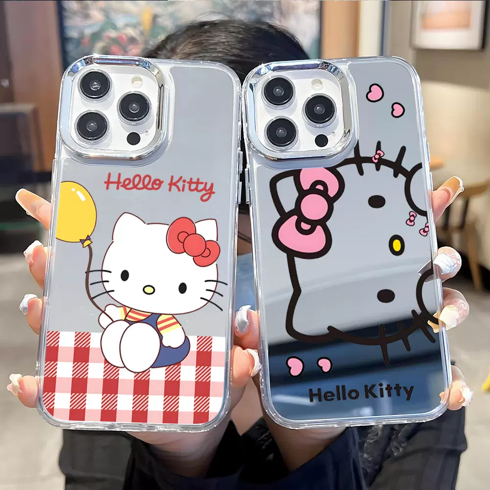 KT猫适用苹果17手机壳iPhone14promax新款13pro防摔透明补妆镜16p