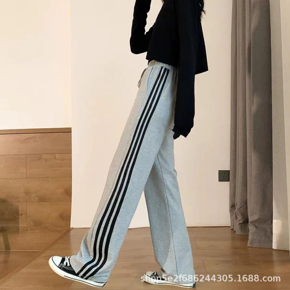 Primavera y otoño traje deportivo casual suéter cardigan de manga larga para hombres guapo par universitario de tres polos traje suelto de dos piezas