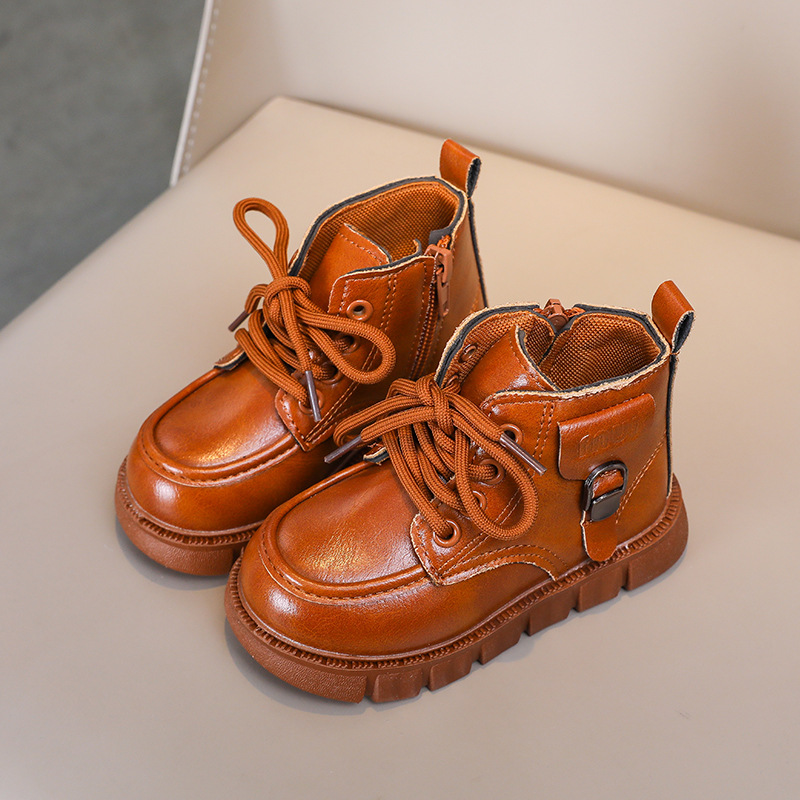 Mother & Kids Style Children's Short Patent Leather Martin Boots Soft Soled Low Cut For Little Girls And Boys Autumn Winter_voghion.com