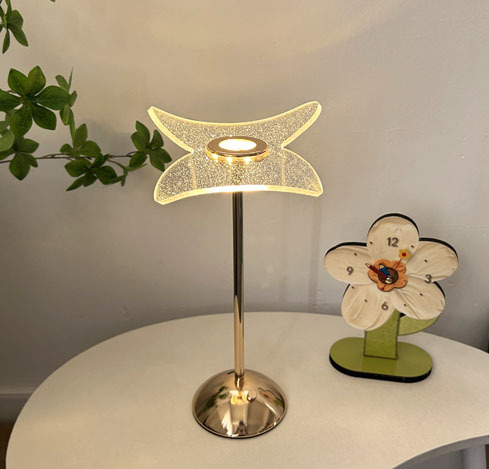 Luz de escritorio recargable de toque flor acrílico dormitorio cabecera luz de noche atmósfera USB tricolor atenuación recargable