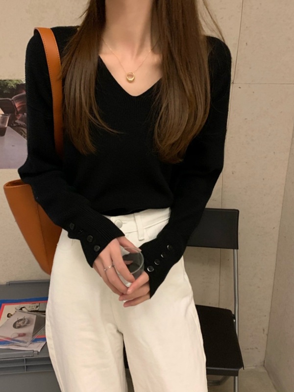 v领打底衫女夏季长袖温柔毛衣2025新款设计感小众内搭针织衫上衣|undefined