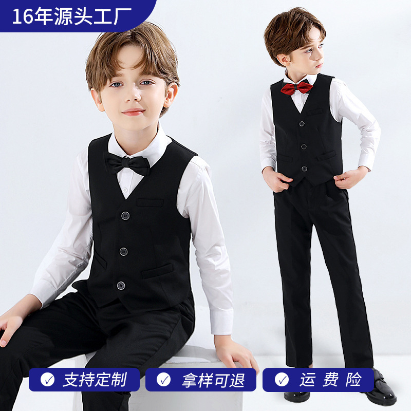 Children's Dress, Boy's Flower Girl Vest Suit, Piano Performance Suit, Boy's Suit, Small Host Suit