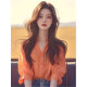 Summer 2025 Korean Style Unique Chic Small Shirt High-end Top Western Style Age-reducing Beautiful Orange Puff Sleeve Shirt
