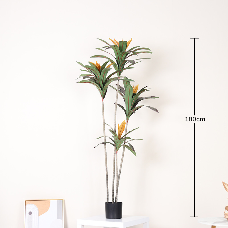 Simulación de plantas verdes Sensación avanzada Simulación de borde rojo Hierro Árbol falso Planta en maceta Sala de estar Interior Decoración Decoración Paisaje de plantas biónicas