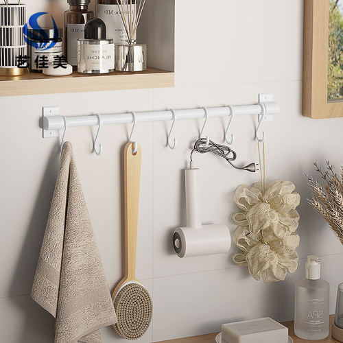 Kitchen hook wall-mounted punch-free multi-functional wall rack household kitchen supplies white storage rack