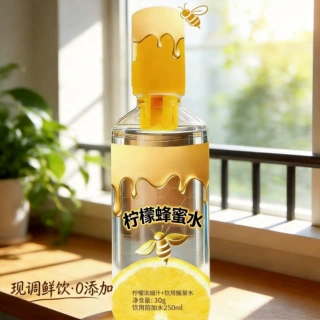 代加工分离式瓶盖饮料定制柠檬蜂蜜水分离式网红饮料瓶盖装粉装液