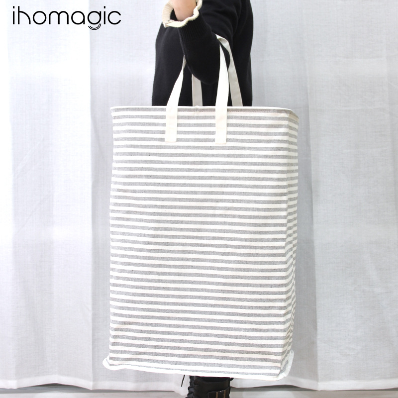 Hogar bolsa de almacenamiento de ropa de gran capacidad independiente bolsa de lavandería a rayas mango cesta de lavandería transfronteriza